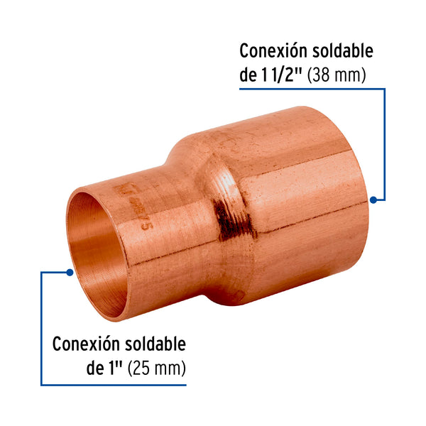 Reduccion Bushing Cobre 1"1/2 X 1" Copperflow