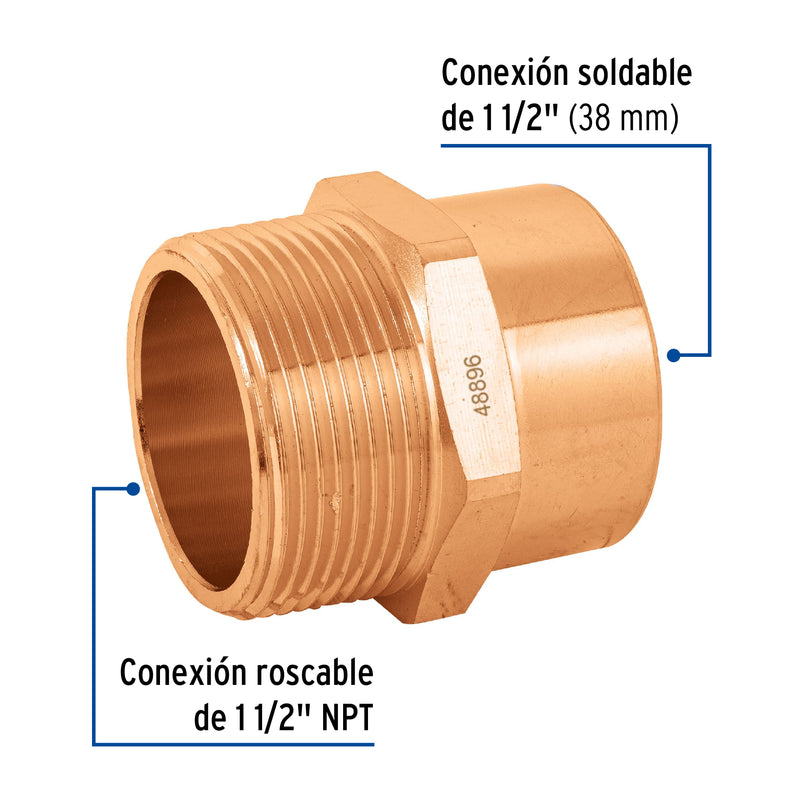 Conector Cobre Exterior 1"1/2 (38 mm) Copperflow