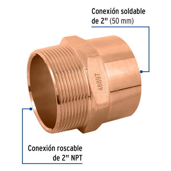 Conector Cobre Exterior 2" (50 mm) Copperflow