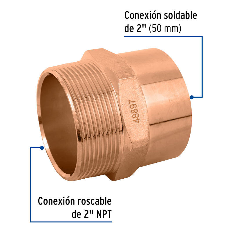 Conector Cobre Exterior 2" (51 mm) Copperflow