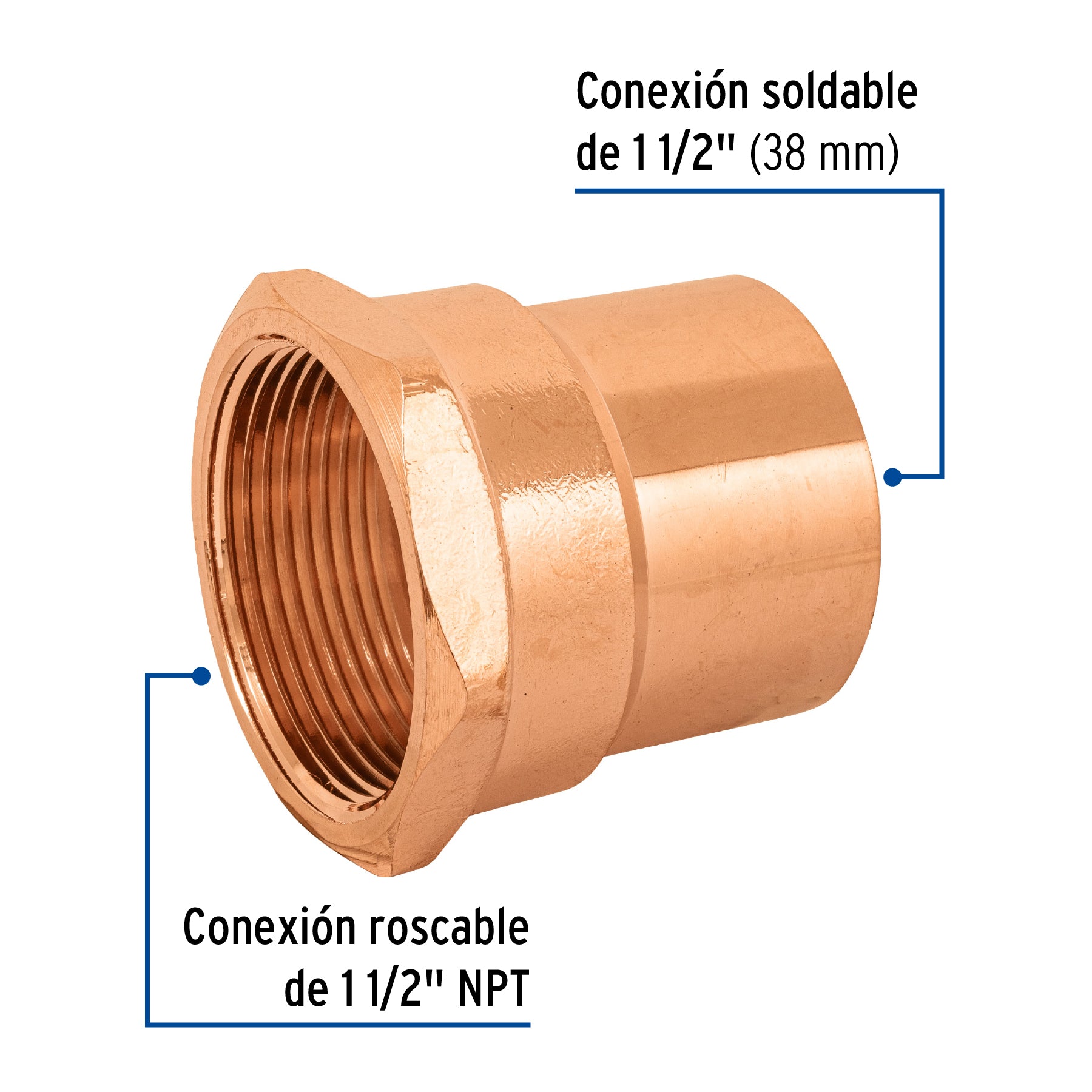 Conector Cobre Interior 1"1/2 (38 mm) Foset