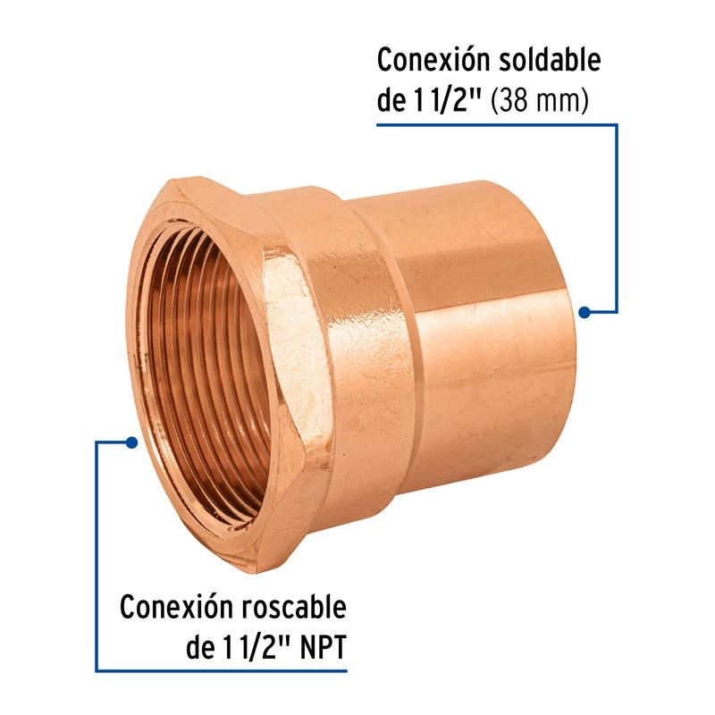 Conector Cobre Interior 1"1/2 (38 mm) Copperflow