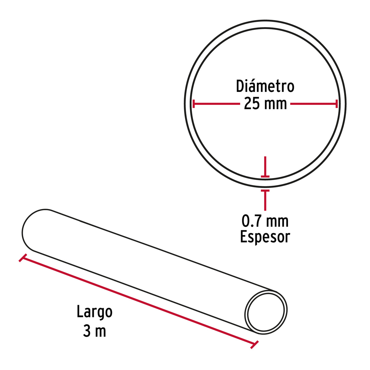 Tubo Cromado Redondo para Closet 1" Hermex Tramo 3 Metros