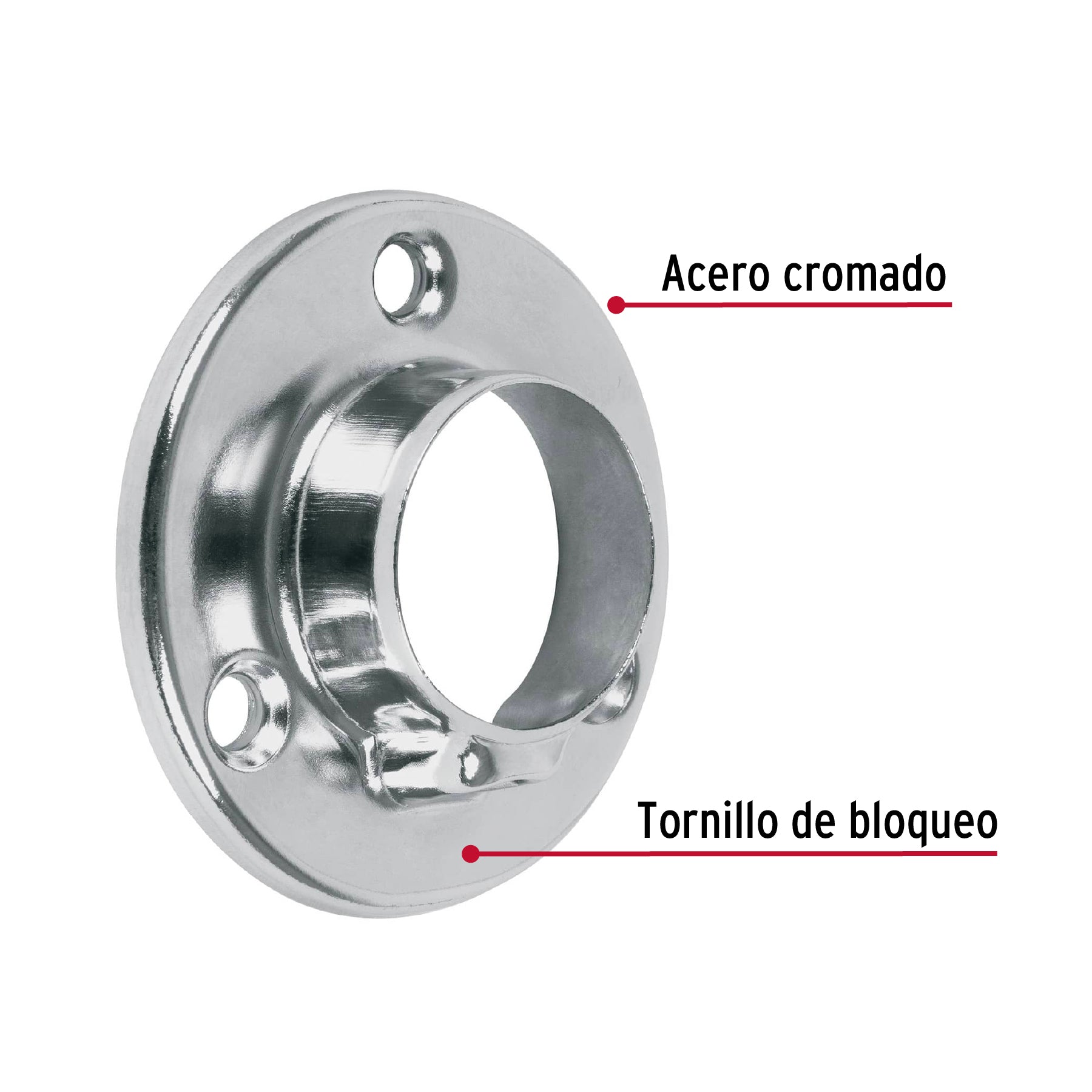 Brida Cromada para Tubo Redondo de 1" (25 mm) Hermex
