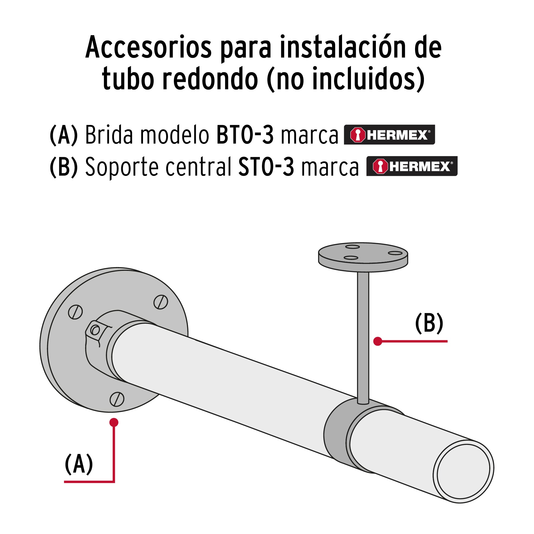 Brida Cromada para Tubo Redondo de 1" (25 mm) Hermex