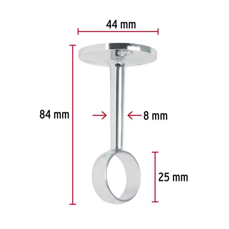 Soporte Central para Tubo Redondo de Closet 1" Hermex