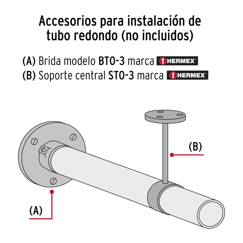 Soporte Central para Tubo Redondo de Closet 1" Hermex