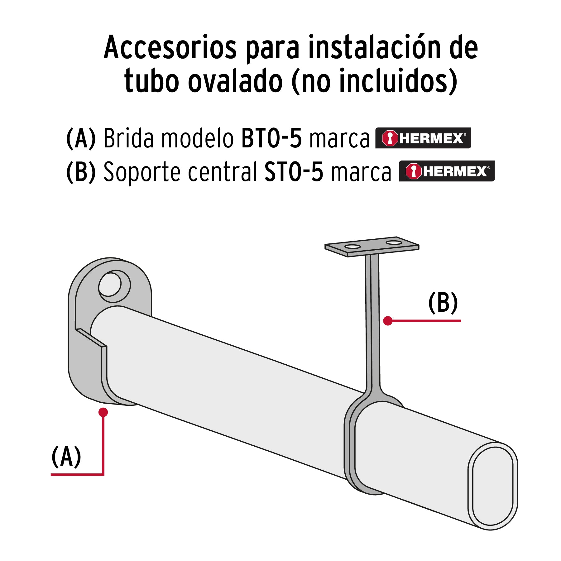 Brida Lateral para Tubo Cromado Ovalada Hermex