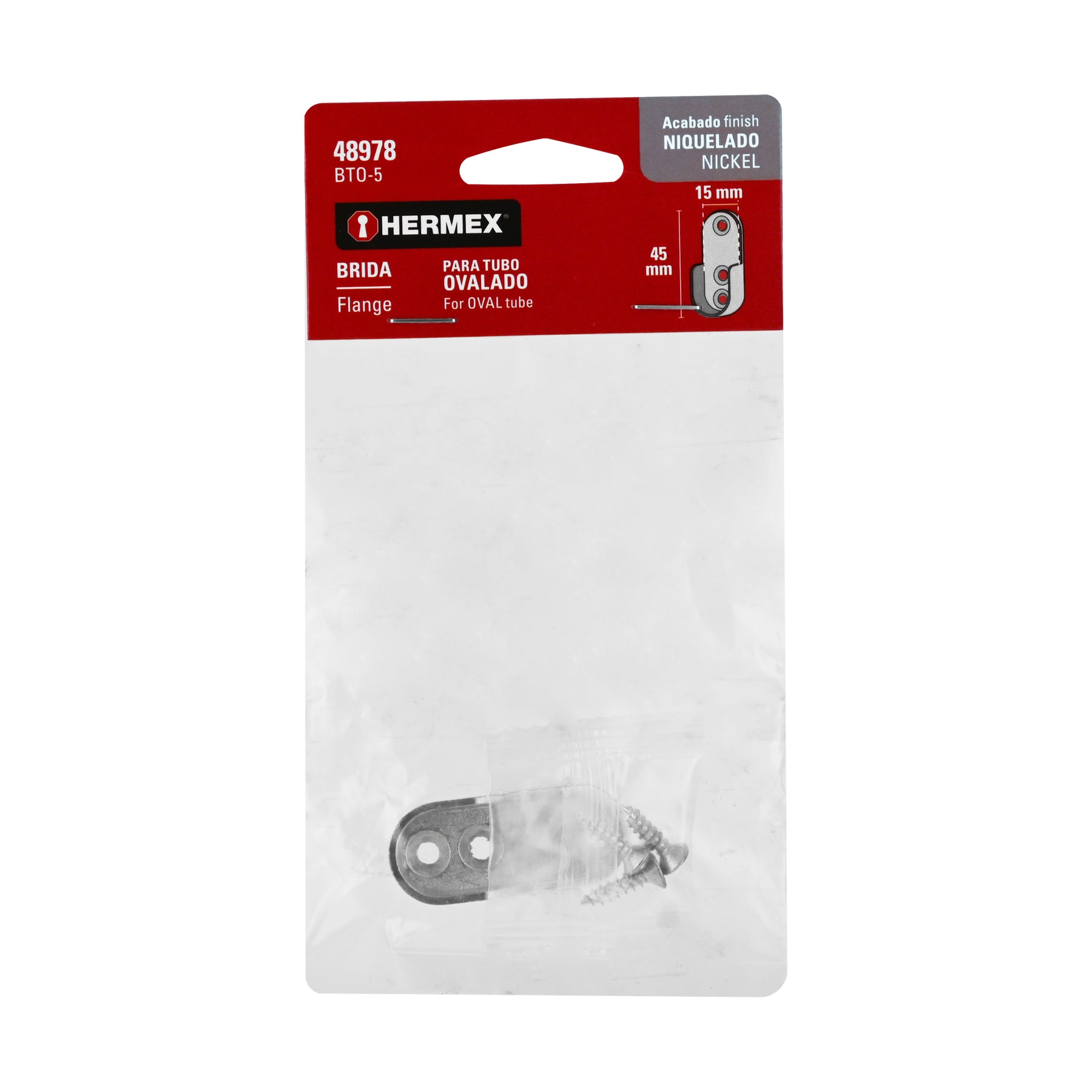 Brida Lateral para Tubo Cromado Ovalada Hermex