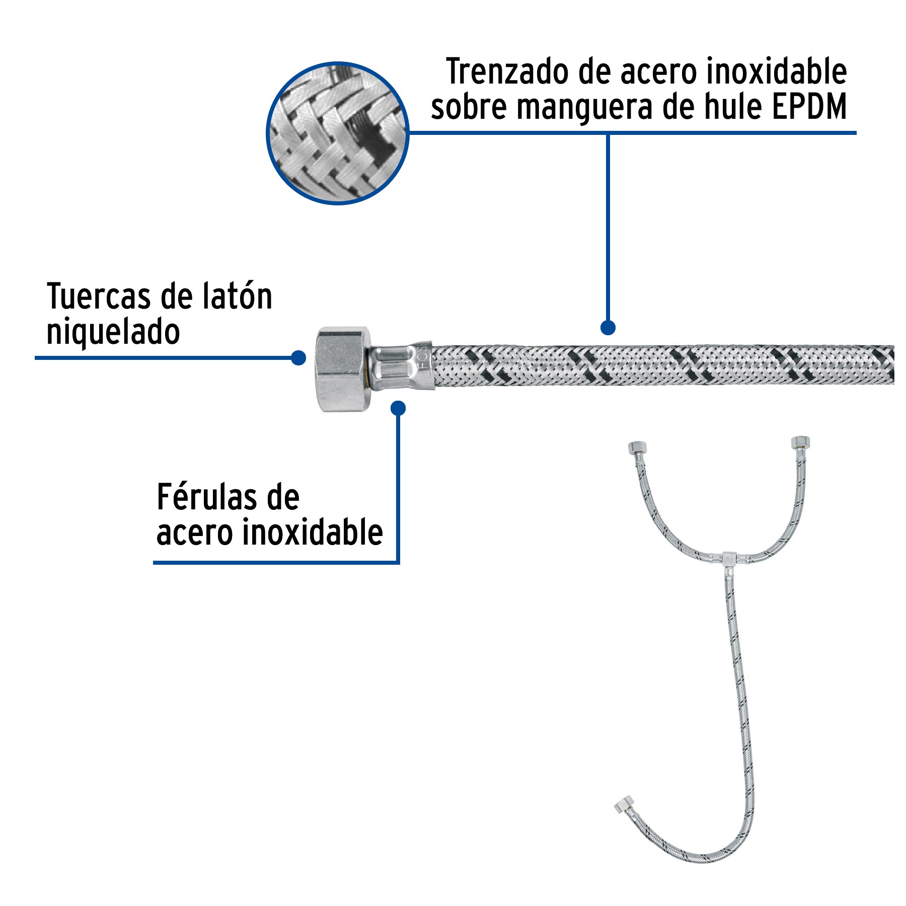 Conector Flexible Tipo T para Lavabo o Fregadero Foset