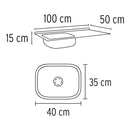 Tarja Sobreponer 100x50 cm Acero Inox 304 Foset Tina Derecha