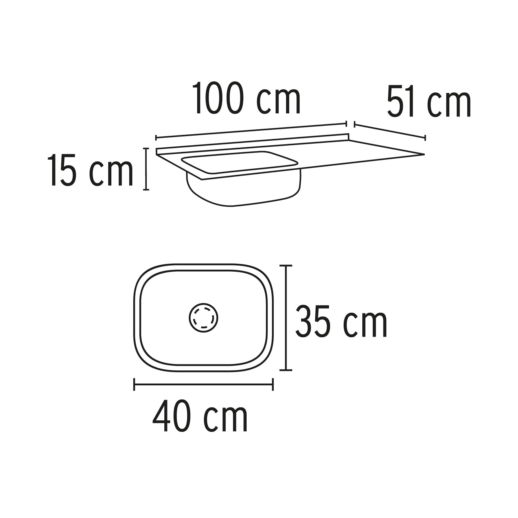 Tarja de Empotrar 100 x 51 cm A Inox 304 Foset Tina Derecha