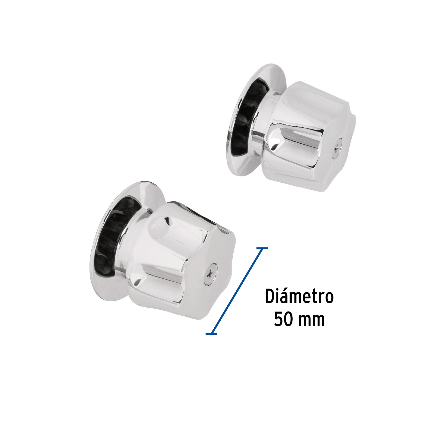 Juego de 2 Manerales Queen Grande con Chapeton Foset Basic Cromo
