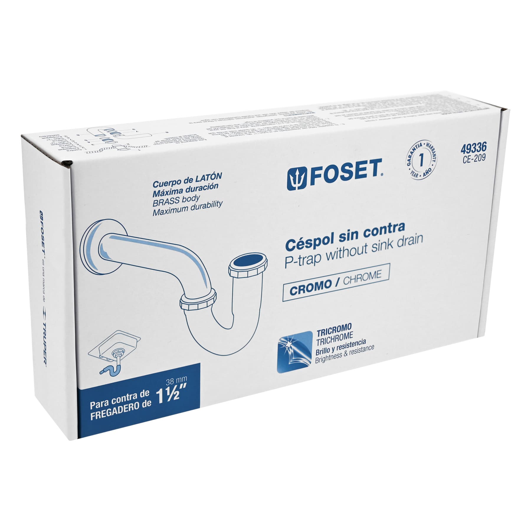 Cespol para Fregadero de Laton sin Contracanasta Foset