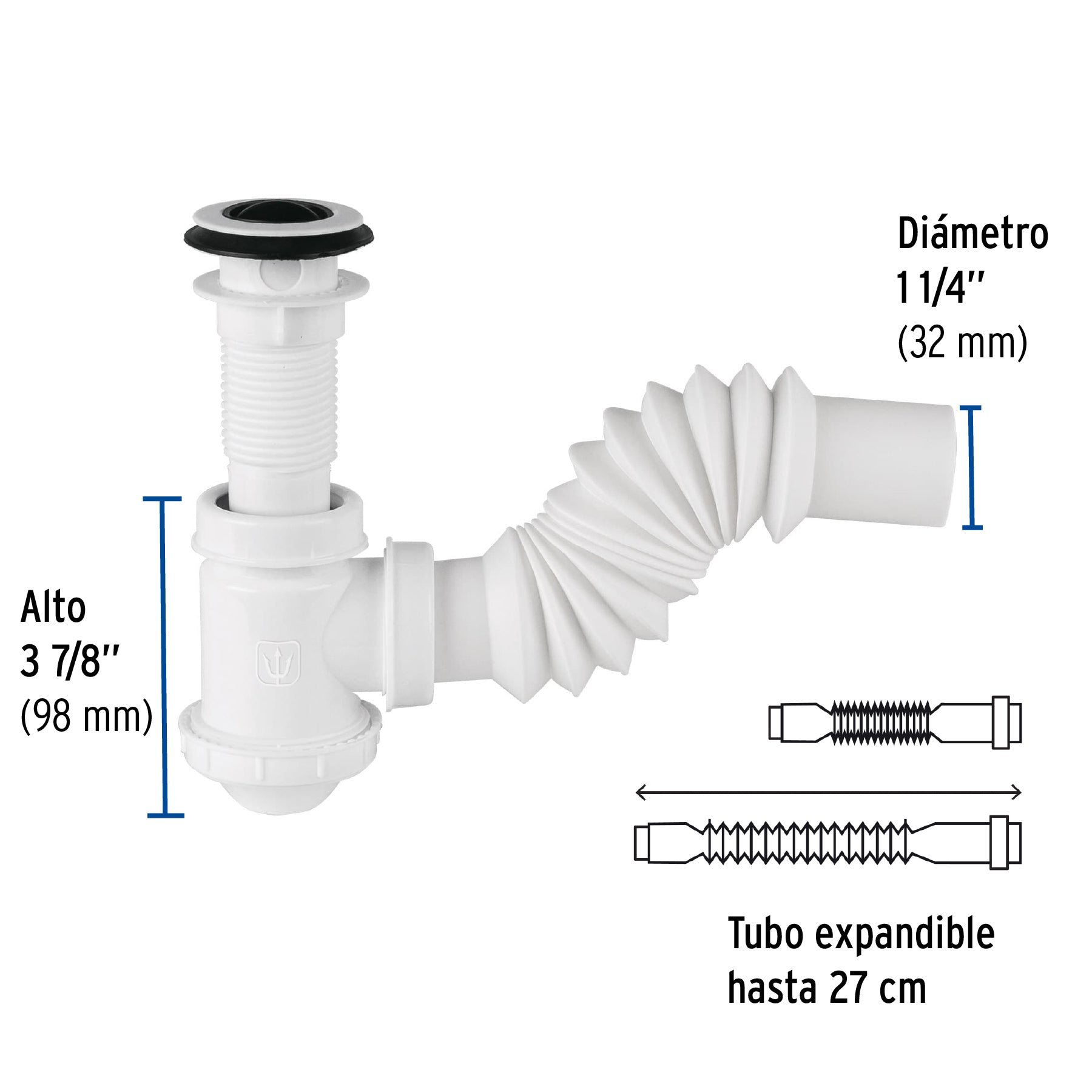 Cespol para Lavabo Flexible de Bote de Polipropileno 1"1/4 Foset