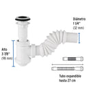 Cespol para Lavabo Flexible de Bote de Polipropileno 1"1/4 Foset