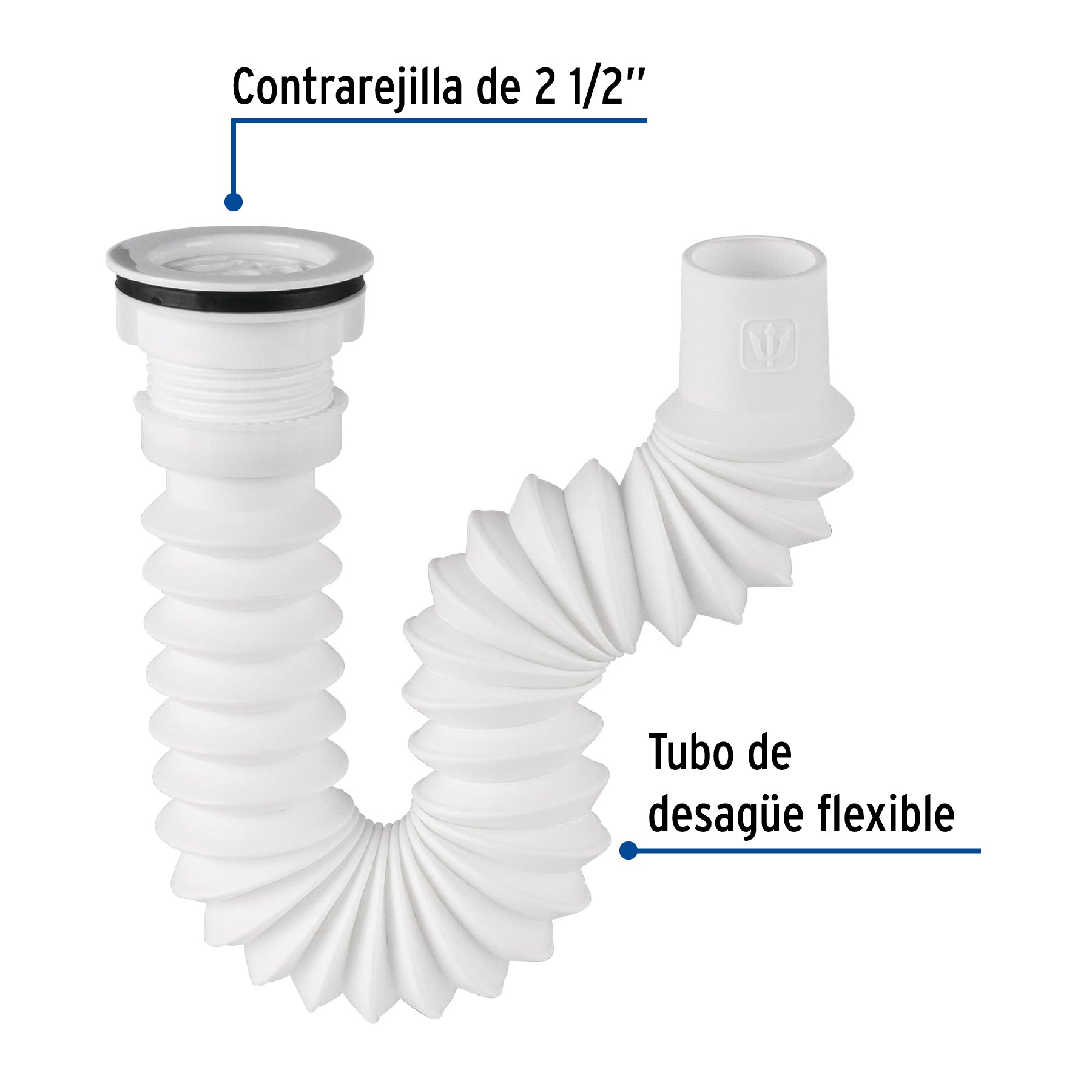 Cespol Flexible Tipo "P" para Fregadero de Polipropileno Foset
