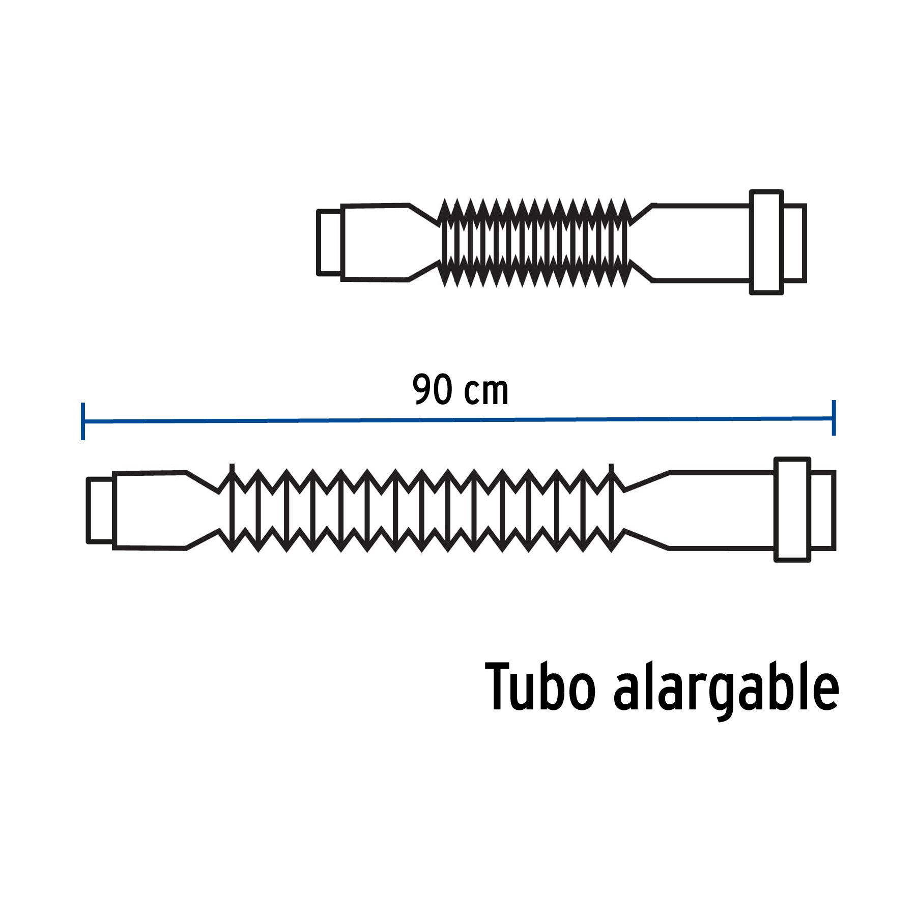 Cespol Flexible Tipo "P" para Lavabo o Fregadero Extra Largo Cromo Foset