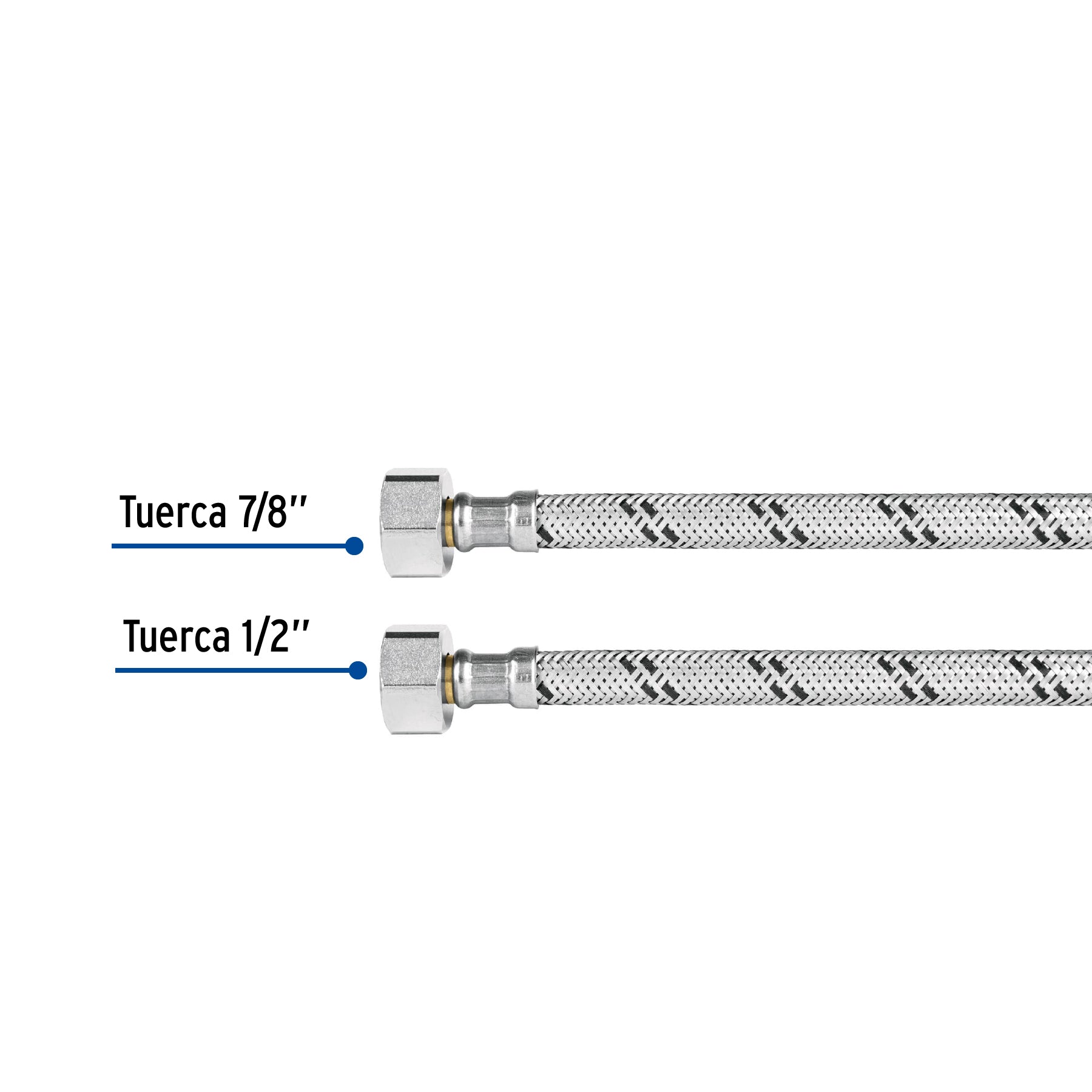 Conector Flexible para Sanitario 50 cms Acero Inoxidable 1/2" FIP x 7/8" AM Foset