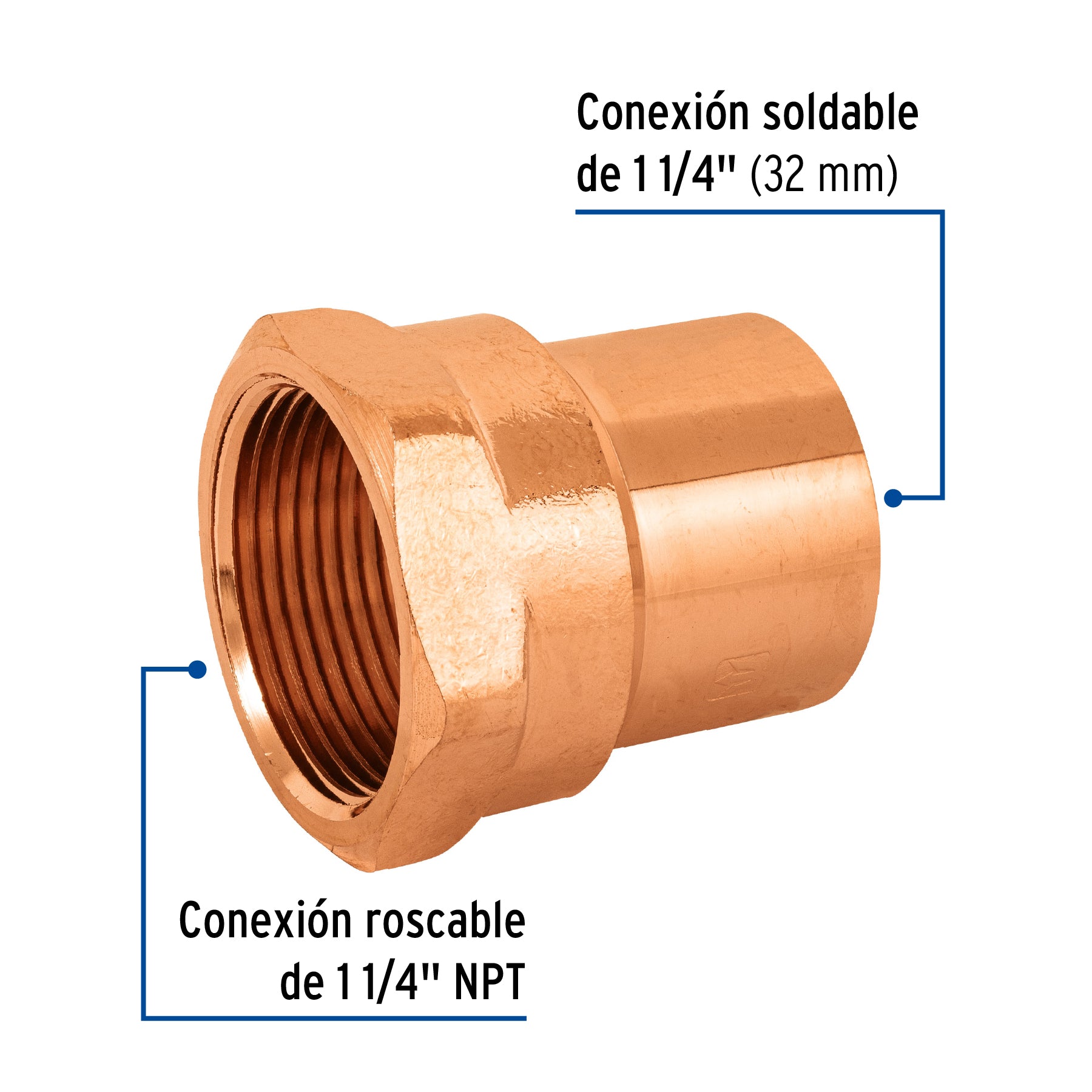 Conector Cobre Interior 1"1/4 (32 mm) Foset
