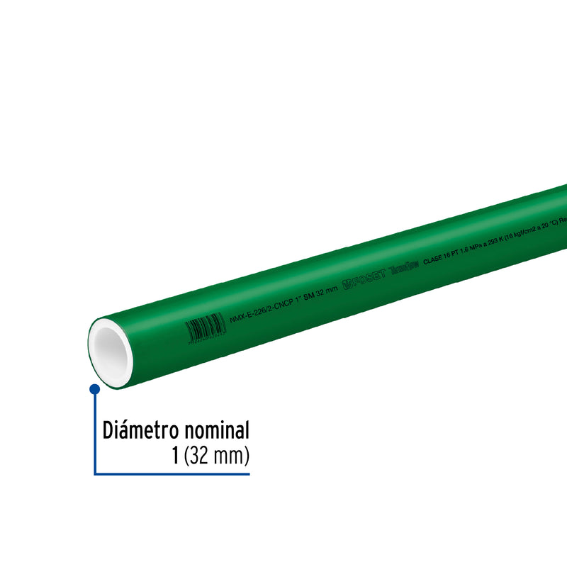 Tubo PPR Verde 1" (32 mm) Termoflow