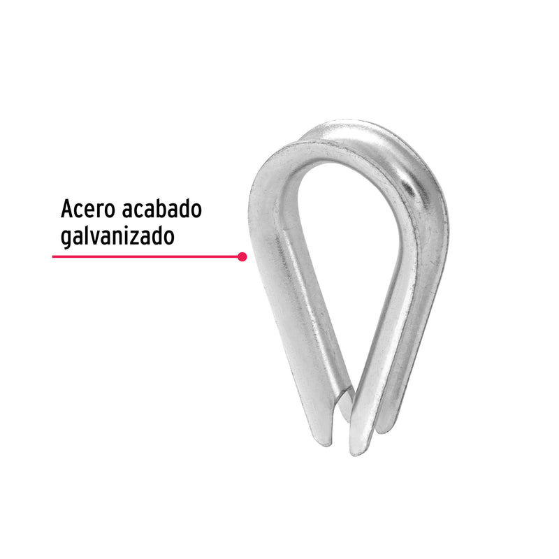 Guardacabos para Cable de Acero de 1/4" Fiero Bolsa con 10 Piezas