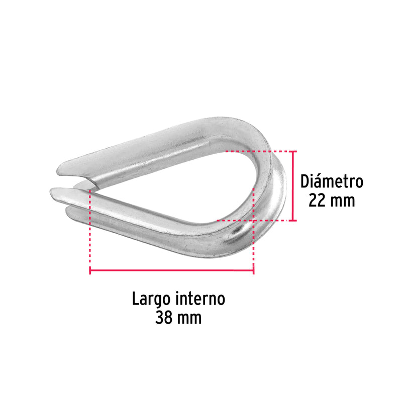 Guardacabos para Cable de Acero de 1/4" Fiero Bolsa con 10 Piezas