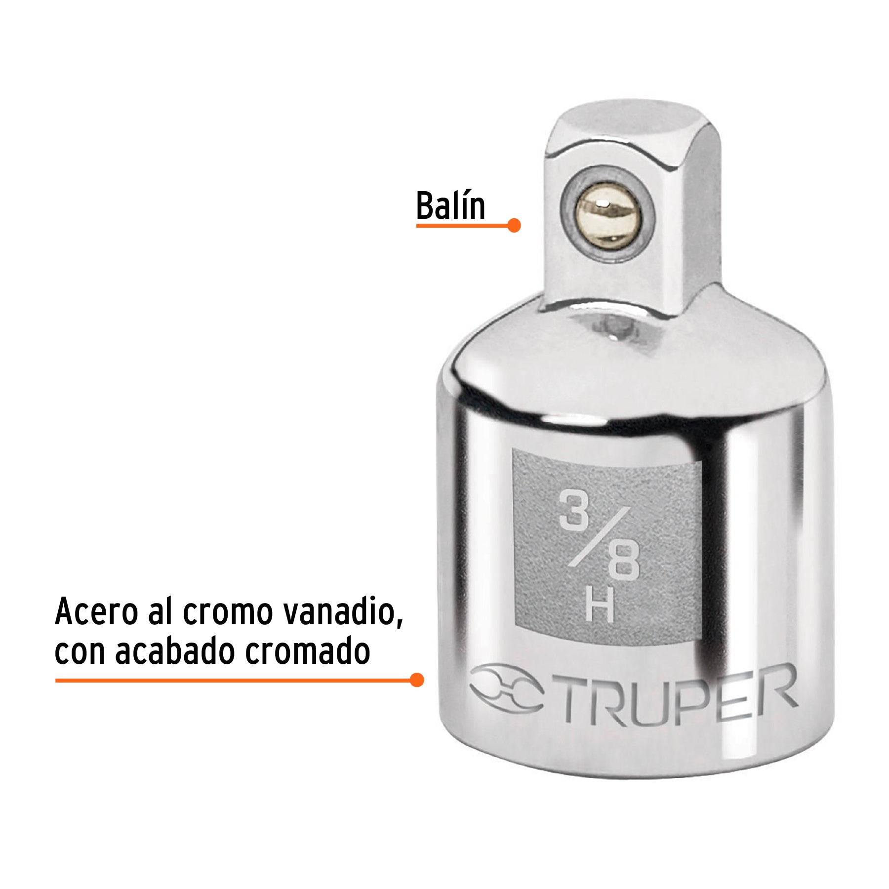 Adaptador para Matraca Cuadro 3/8" a Cuadro 1/4" Truper