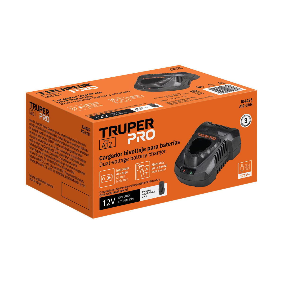 Cargador Bateria Ion Litio 12 V 2 Ah TRUPER PRO