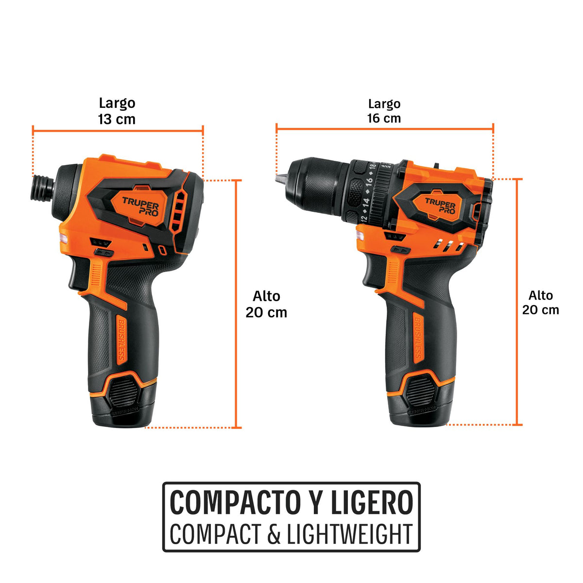 Combo Rotomartillo y Destornillador de Impacto Inalambrico 12 Volts 3/8" TRUPER PRO