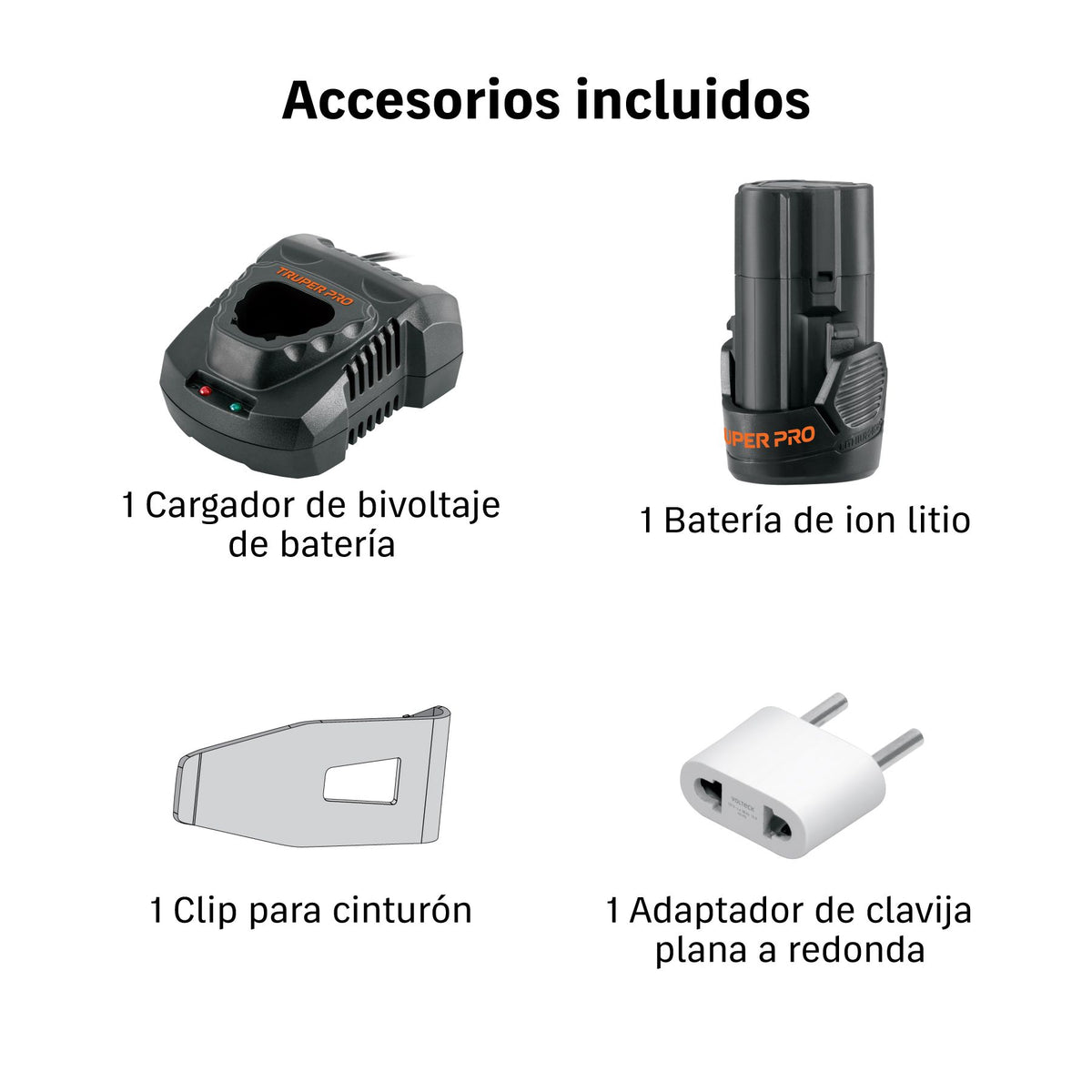 Rotomartillo Inalambrico 12 Volts 3/8" 50Nm 1 Bateria 2Ah TRUPER PRO