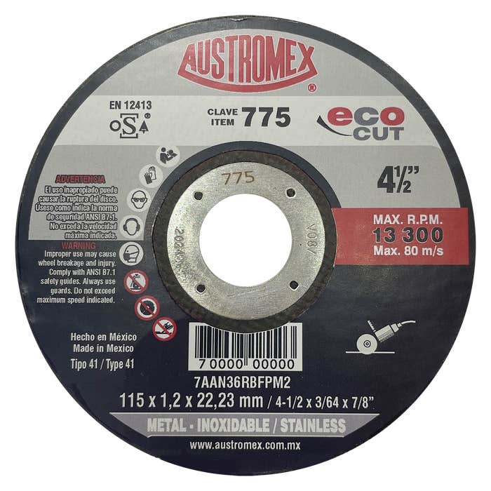 Paquete de 10 Discos Corte de Metal  4"1/2 EcoCut Austromex