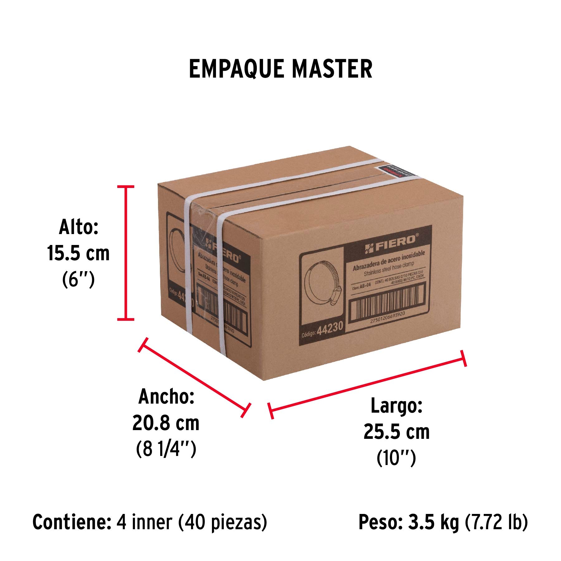 Abrazadera Sin Fin No   04 Bolsa 10 Piezas Fiero