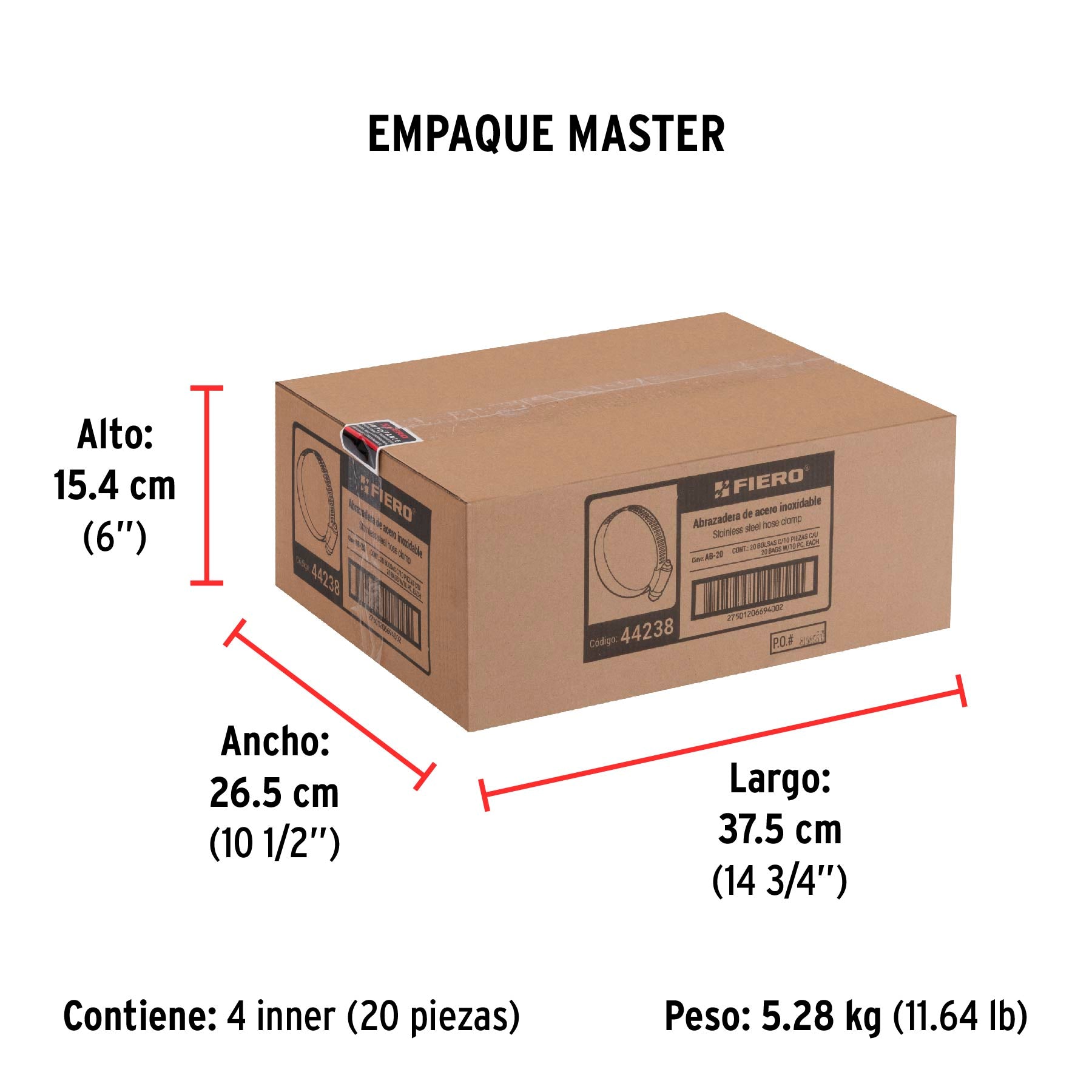 Abrazadera Sin Fin No  20 Bolsa 10 Piezas Fiero