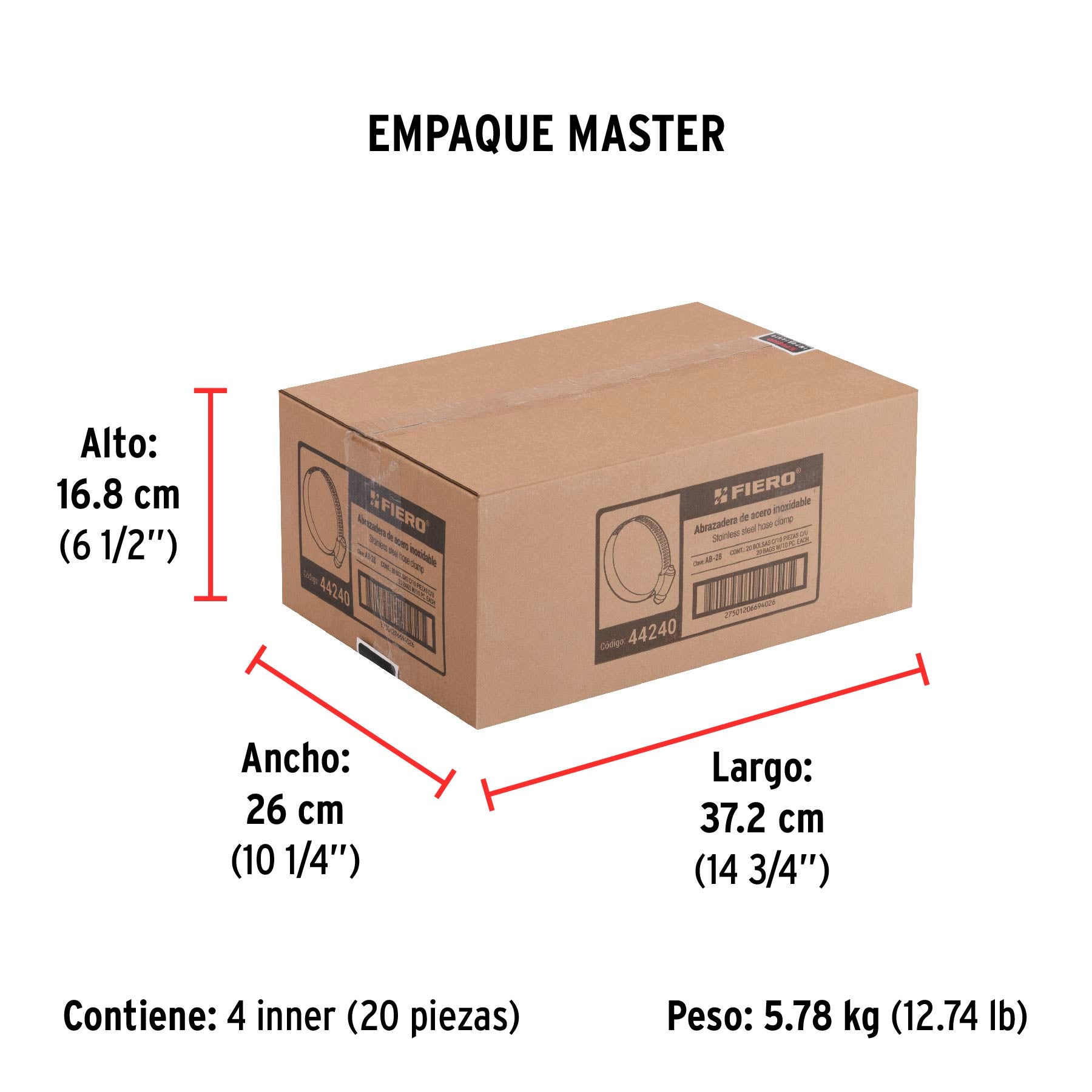 Abrazadera Sin Fin No  28 Bolsa 10 Piezas Fiero