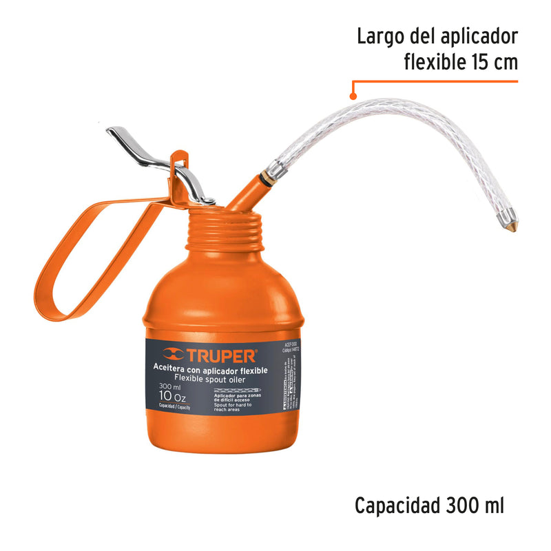 Aceitera con Aplicador Flexible Naranja 300 ml (10 onzas) Truper