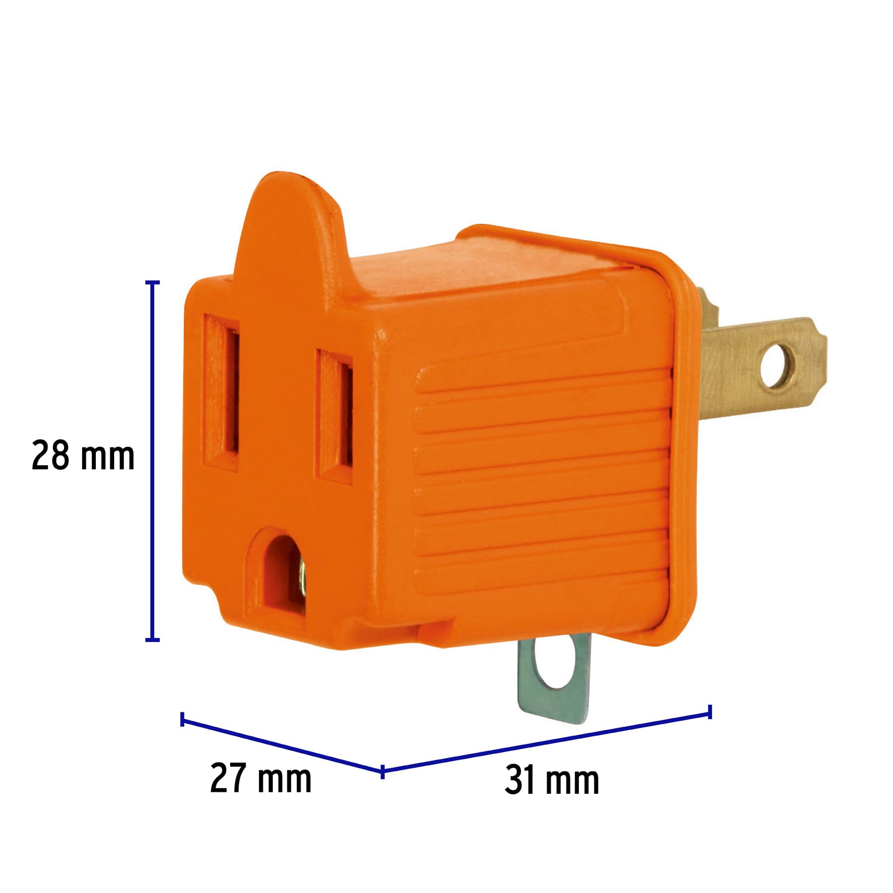 Clavija Convertidora 3 a 2 Naranja Volteck