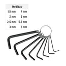 Juego de 8 Llaves Allen Tipo Llavero Pretul MM