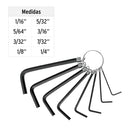 Juego de 8 Llaves Allen Tipo Llavero Pretul STD