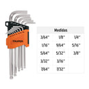 Juego de 13 Llaves Allen Largas Punta de Bola STD Truper