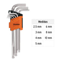 Juego de 7 Llaves Allen Largas Punta de Bola MM Truper