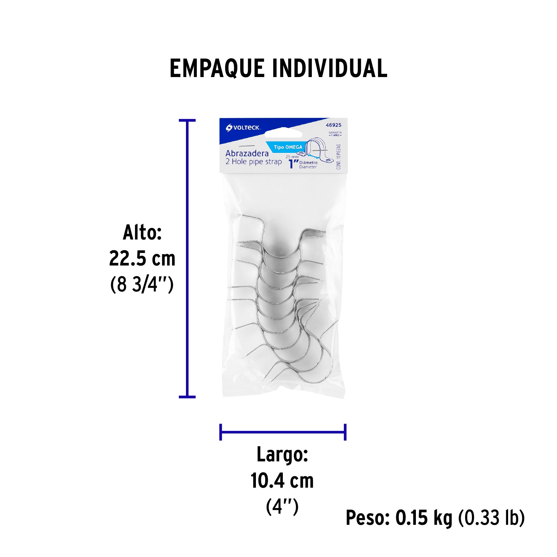 Abrazadera Omega 1" (25 mm) Volteck por Pieza