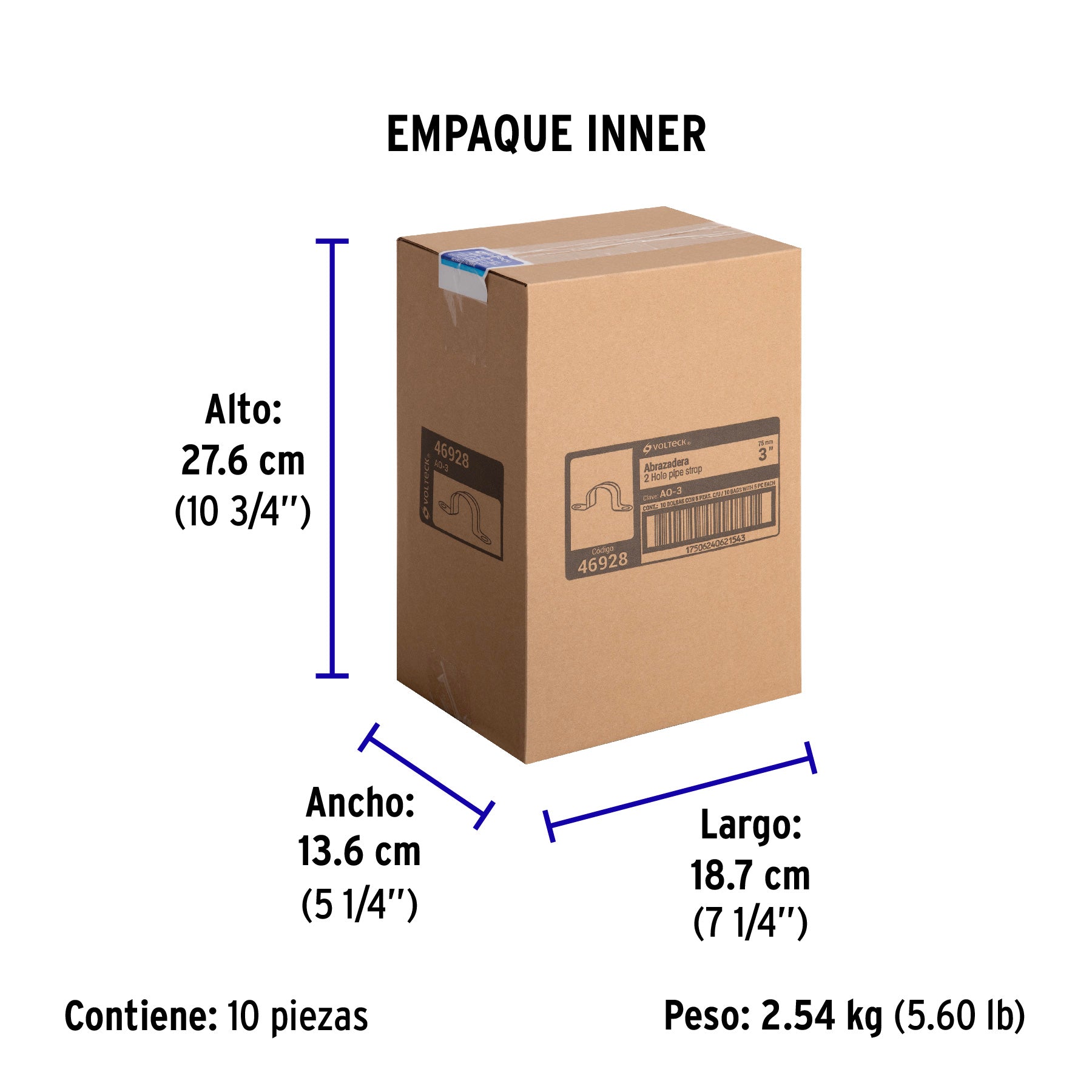 Abrazadera Omega 3" (75 mm) Volteck Bolsa con 5 Piezas