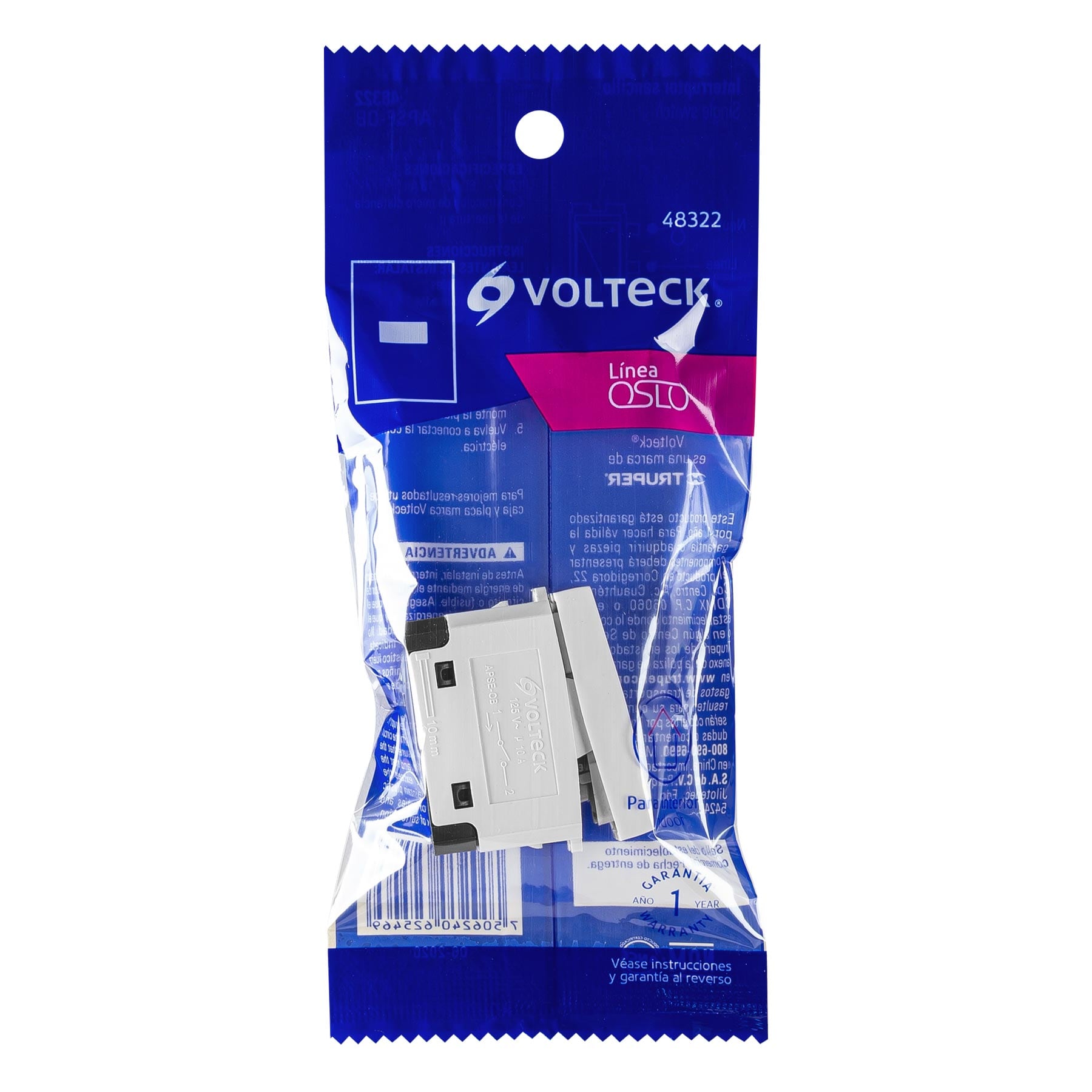 Interruptor 2 Vias Sencillo Blanco Oslo Volteck