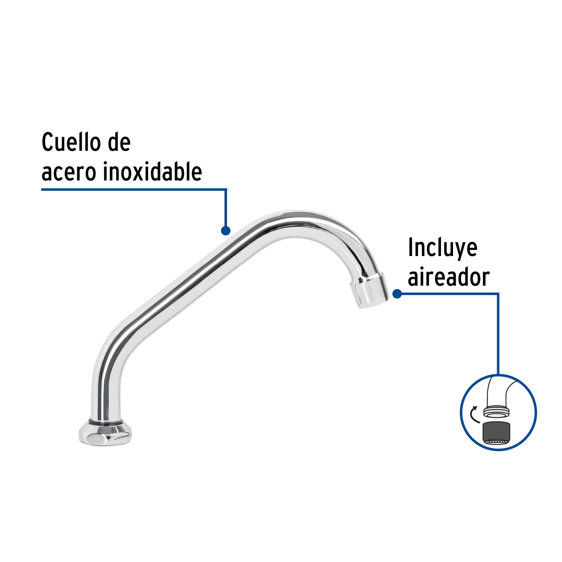 Cuello de Repuesto Corto para Mezcladora Fregadero Foset Aqua