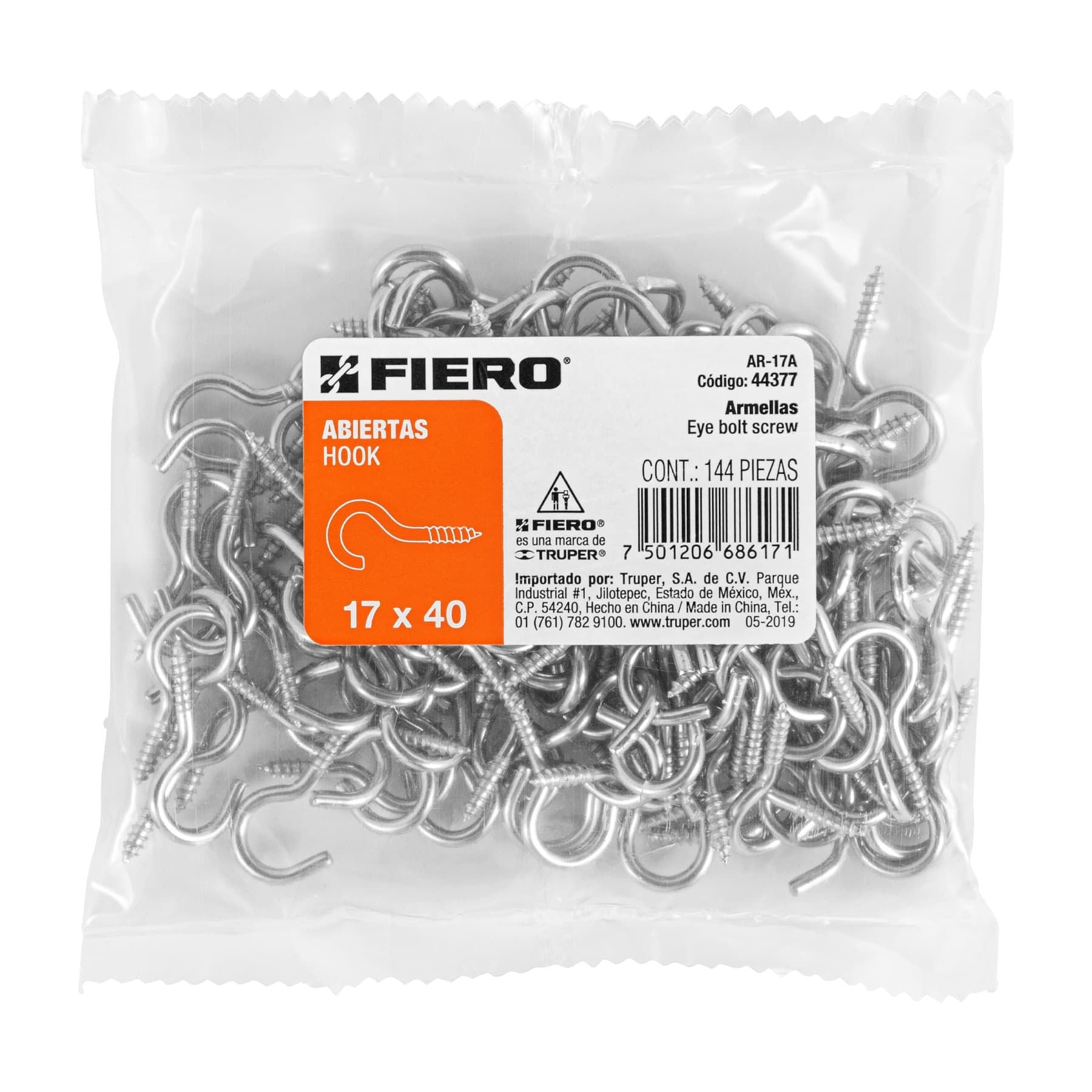 Armella Abierta 17 x 40 Fiero Bolsa 144 Piezas