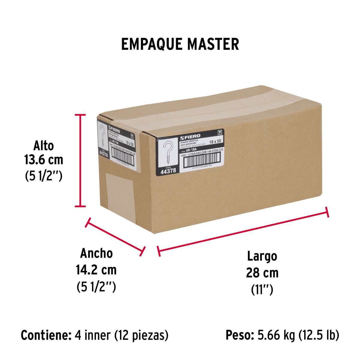 Armella Abierta 18 x 50 Fiero Bolsa 144 Piezas