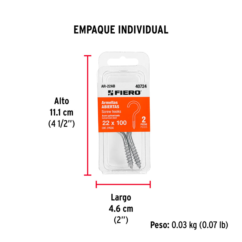 Blister con Armellas Abiertas 22 x 100 Fiero 2 Piezas