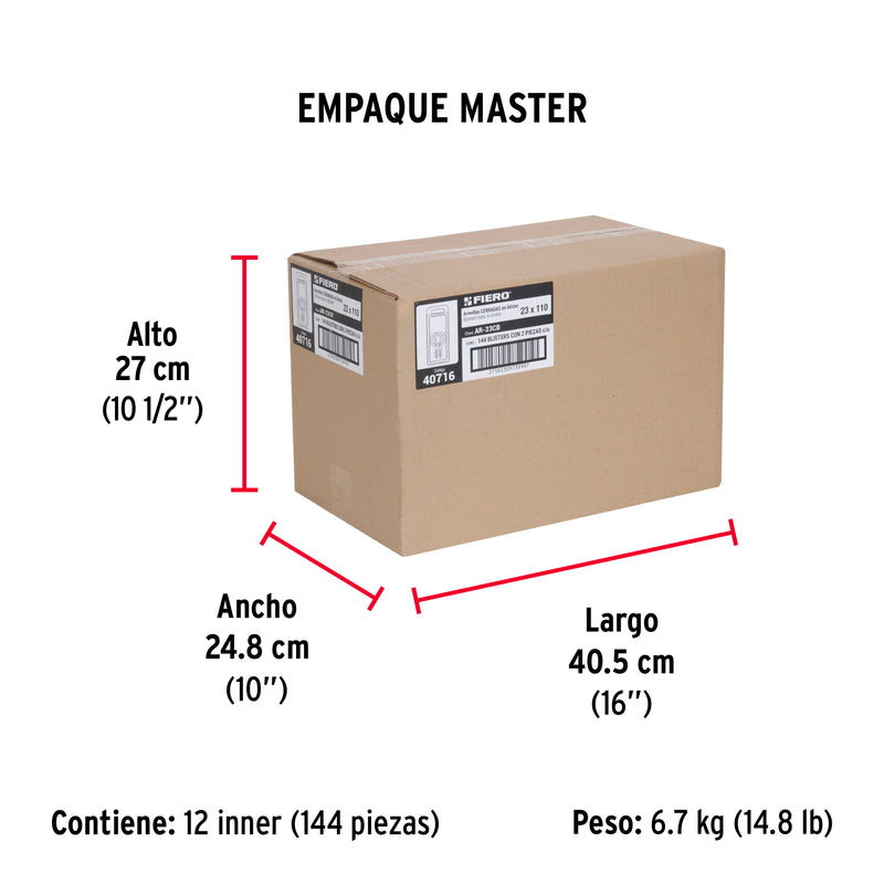 Blister con Armellas Cerradas 23 x 110 Fiero 2 Piezas