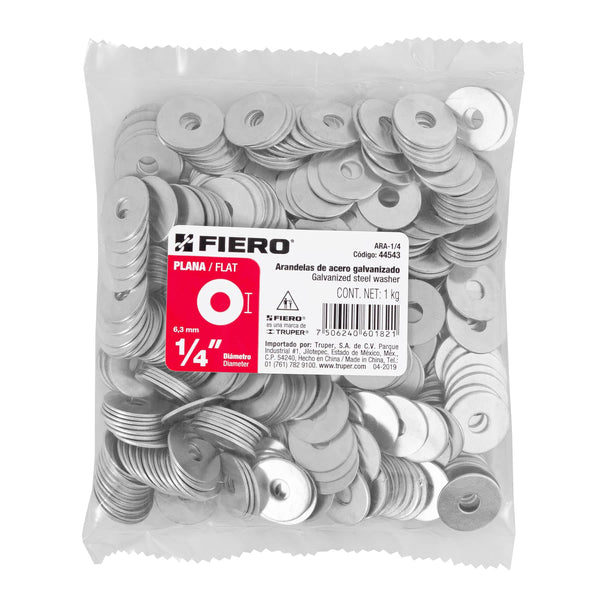 Rondana Plana 1/4" (6 mm) Bolsa 1 Kilo Fiero